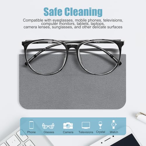 TENOC 6 Pack Microfiber Cleaning Cloths for Electronics, Camera Lenses, Eyeglasses, Cell Phone and Laptop Screens, Safe and Effective Wipe Kit, Gray (6"x6")