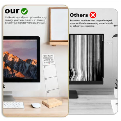 Monitor Memo Board with Removable Wooden Base Acrylic Portable Sticky Note Holder, I Match Energies So You Go Ahead and Decide How We're Going to Act Sign, Office Desk Set Sticky Notes - color: Going to Act