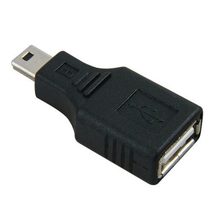 2 Pack USB 2.0 Type A to Mini USB 5-Pin Type B Female/Male Adapter - Black