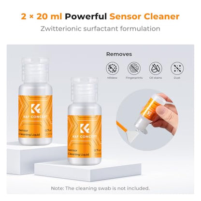 K&F CONCEPT 20ML*2 Spray and Sensor Cleaner Kit, Lens Cleaner | Efficient Cleaning,Safe Formula Cleaner,Easy to Carry and Store,for All Sensors and Critical Optics,Cameras,Laptops,MW01