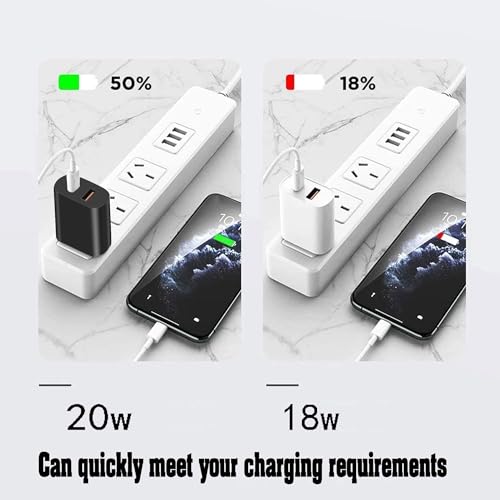 3 Pack USB C Charger Block,20W USB-C & USB-A Port Charger，for i Phone 17/16/15/14/13/12/11/X/8, i Pad and More - color: 3p black