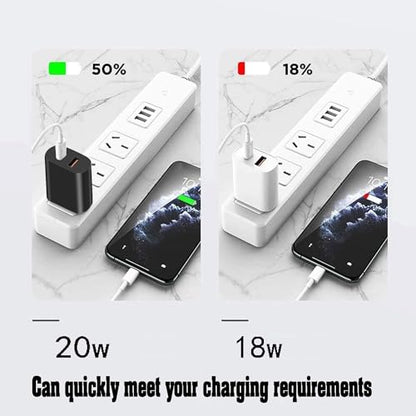 4 Pack USB C Charger Block,20W USB-C & USB-A Port Charger，for i Phone 17/16/15/14/13/12/11/X/8, i Pad and More - color: 4p black