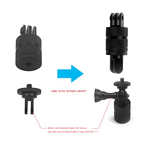 360 Degree Rotation Tripod Mount Adapter, Aluminum 1/4 inch 20 Camera Mount Compatible with GoPro 13/12 Black,Hero10/ 9/8/ 7/6/ 5/ Series,DJI, XiaoYi and Other Standard 1/4 Accessories - size: 360 degree rotating base