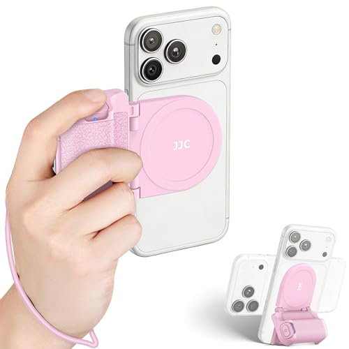 Magnetic Smartphone Shooting Holder Hand Grip Handle Snap On Phone Stand with Tripod Mount & Wireless Shutter Remote Control for iPhone 17 Air 16 15 14 13 Pro Max Android Vlog Video Photography Pink - color: PINK