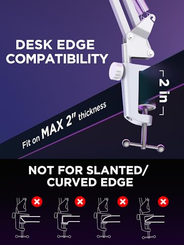 InnoGear Boom Arm Microphone Mic Stand for Blue Yeti HyperX QuadCast SoloCast Snowball Fifine Shure SM7B and Other Mic, White - color: White, style: Standard Mic Arm