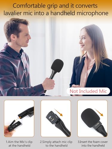 YOUSHARES Interview Microphone Handheld Adaptor for Rode Wireless Go II/Wireless PRO/Wireless ME/DJI Mic/DJI Mic 2 - color: Mic Handle & Mic Cover