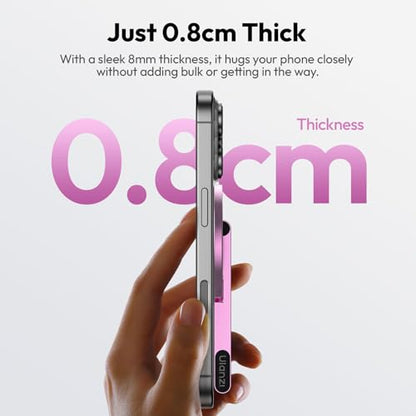 ULANZI MA60 Magnetic Phone Tripod Stand for iPhone - Aluminium Smartphone Mini Tripod Pocket Cell Phone Stand Strong Magnet Quick Mount Compatible with iPhone 16 15 14 13 12 Series, Pink - color: PINK