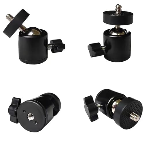 Mini Ball Head, 1/4" Swivel Mini Ball Head Screw Tripod Mount for LED Video Light, Microphone, Cameras, Camcorders, Smart Phone (2 Pack)