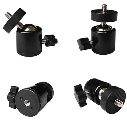 Mini Ball Head, 1/4" Swivel Mini Ball Head Screw Tripod Mount for LED Video Light, Microphone, Cameras, Camcorders, Smart Phone (2 Pack)