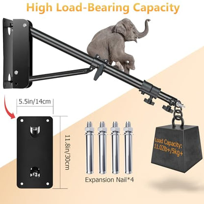 MACTREM Ring Light Wall Mount, 71.65’’/182cm Wall Mounting Triangle Boom Arm for Strobe Light, Photography, Softbox, Reflector,Umbrella,Studio Video Light, Support 180°Rotation - size: 180cm