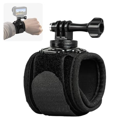 Wrist Strap Mount, 360° Rotating Arm Mount Strap Compatible with GoPro Hero 13/12/11/10/9/8/7//6/5 Black,DJI Action 6/5 pro/4/3,Insta 360 ONE R,AKASO/Campark and More Action Cameras
