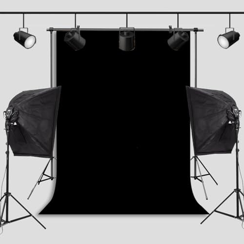 Black Backdrop Virtual Black Background Sheet Fabric Wrinkle Resistance Photo Background for Photo Studio Shooting Props 5x7FT - color: Black, size: 5x7FT