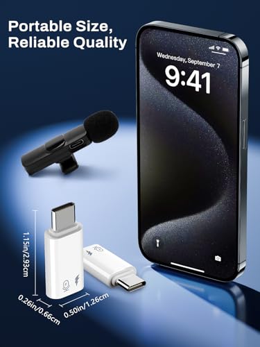 TiMOVO USB C to Lavalier Microphone Adapter, 2 Pack Lightning to USB c Adapter for Wireless Lavalier Microphone, iPhone 17/16/15 Series, iPad Pro/Air, Not for Headphone and Data