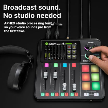RØDE RØDECaster Duo Compact All-in-One Audio Production Solution for Podcasting, Streaming, Music Production and Content Creation (Black) - color: Black, style: RC Duo