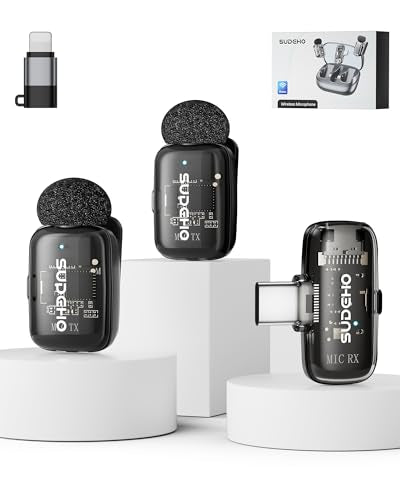 Wireless Mini Lavalier Microphones for iPhone iPad Android with Charging Case, USB C Lapel Mic with Noise Reduction & Voice Changer Mode for Video Recording Vlogging YouTube Interview and Game Chat