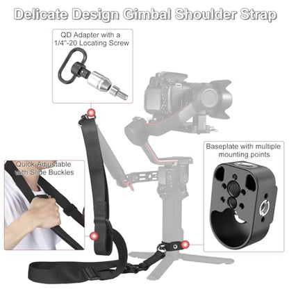 Weight Reducing Adjustable Shoulder Strap, RS4 RS3 Gimbal Shoulder Strap, Gimbal Belt with Baseplate Quick Release QD Buckles, Compatible with Sling Handle for DJI RS 4/RS 4 Pro/RS 3/RS 3 Pro/RS 2 - color: W3207.