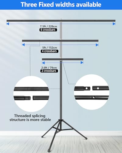 HEMMOTOP T Shape Backdrop Stand, 8x7.5ft(HxW) Portable Photo Background Stand Kit for Parties, Green Screen Stand Only with 5 Spring Clamps and Carrying Case, Banner Holder for Photoshoot, Photography - size: 8x7.5ft (HxW)