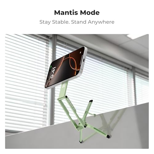 K&F CONCEPT 7mm 59g Magnetic Phone Stand, Foldable Selfie Stick for iPhone, Dual-Sided Magnets Mini Tripod Pocket Cell Phone Stand with Hook, Compatible with iPhone 17-12 Series Android Phones - color: Green