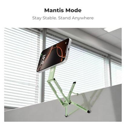 K&F CONCEPT 7mm 59g Magnetic Phone Stand, Foldable Selfie Stick for iPhone, Dual-Sided Magnets Mini Tripod Pocket Cell Phone Stand with Hook, Compatible with iPhone 17-12 Series Android Phones - color: Green