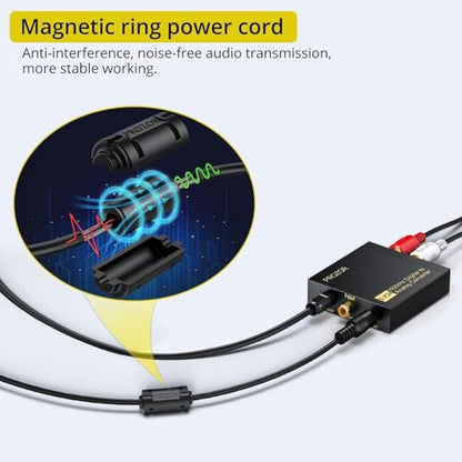 PROZOR 192Khz Digital to Analog Audio Converter Support 5.1CH Optical to RCA Converter with Magnetic Ring Power Cord Digital Toslink SPDIF to Analog L/R RCA 3.5mm Adapter for HDTV Blu-Ray DVD PS3 PS4 - size: Aluminum Alloy Shell, style: 5.1CH Dolby Digita