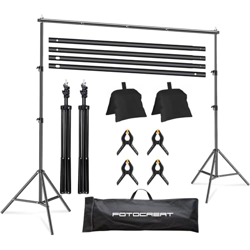 10x6.5ft Backdrop Stand, Photo Video Studio Adjustable&Lockable Heavy Duty Background Support System Kit with 4 Backdrop Clamps, 2 Sandbag and Carry Bag for Photography, Parties, Wedding - color: BJJ 2x3M