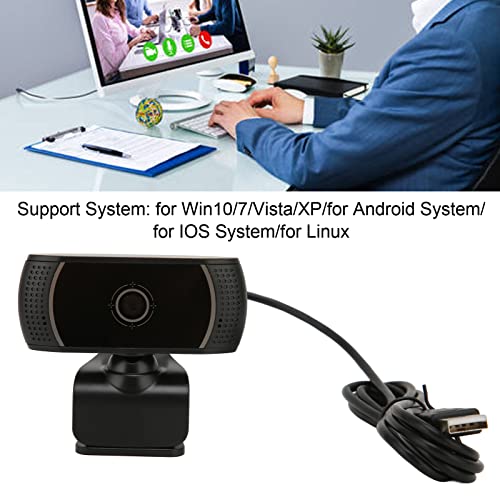 GOWENIC Webcam with Microphone,Streaming USB Computer Webcam,Plug and Play,Driver 640x480 Autofocus USB Webcam,for TV Boxes, Computers, Distance Education (C200 Black Inner Mark