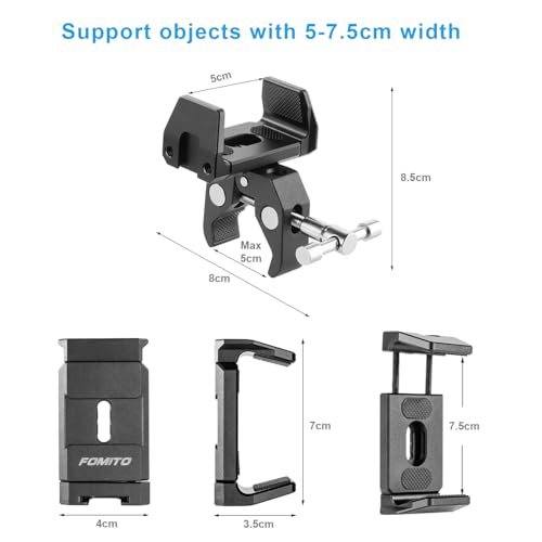 FOMITO J3A Power Bank Holder with Super Clamp, 1/4 Screw Mount for Camera Cage, Compatible with Power Bank, Cell Phone, Adapter - color: Black, size: J3A