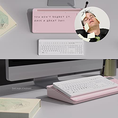 TOWON Desk Dry Erase Board with Detachable Calculator, Small Glass Desktop Whiteboard, Desktop whiteboard - Glass Dry Erase White Board- Desk Computer Buddy for Home Office Supply, Pink, 17 x 6 in - color: Cal Pink
