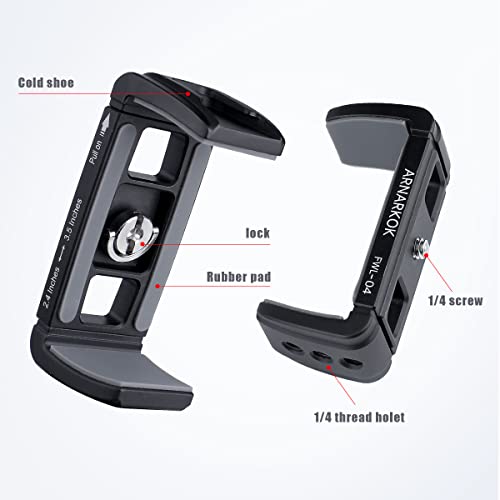 Power Bank Clamp Holder,Camera Cage,with 1/4" Screw,Cold Shoe Mount,Phone Holder Clip [Thick Case & Big Phones Friendly],Radar Detector Mount for Truck Compaitbale with Anker Power Bank