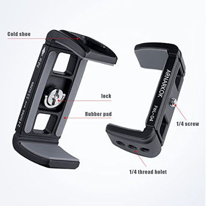Power Bank Clamp Holder,Camera Cage,with 1/4" Screw,Cold Shoe Mount,Phone Holder Clip [Thick Case & Big Phones Friendly],Radar Detector Mount for Truck Compaitbale with Anker Power Bank