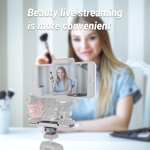 Dual Cold Shoe Mount, Aluminum Alloy Lightweight Camera Mount with Double 1/4 Inch Thread for Streaming, Content Creators, Studio Photography & Outdoor Vlogging