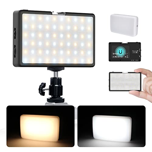 LED Video Light, Moman Camera Light for Photography, Portable 5000mAh Video Recording Lights with Cold Shoe, Mini Light CRI 98+ Dimmable 2500-9000K Video Lighting, On-Camera-LED-Video-Light - color: Black
