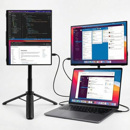 Portable Travel Monitor Stand, Height Adjustable Magnetic Metal Tripod Mount for 15.6'' Portable Monitor, Foldable Vertical Screen Holder Fits 4.7-18.5'' Monitors & Tablets/Smartphones