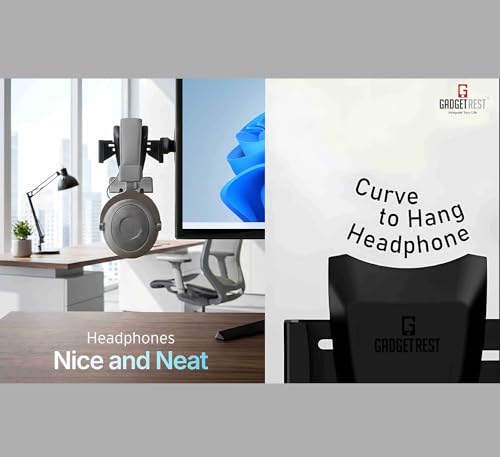 GadgetRest 2-in-1 Monitor Phone Holder & Headphone Hanger (Saves Desk Space, Hands-Free Video Calls)