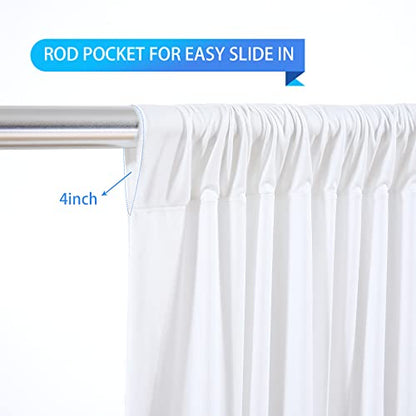 White Backdrop Curtains 2 Panels, 10 Feet Wrinkle-Free Polyester Photography Backdrop Drapes for Wedding Baby Shower Party Background Backdrop Stand- 8FTX10FT (White) - color: White, size: W4' x H10'(2 panels)