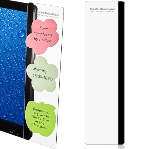 Zonon 2 Pieces Monitor Memo Board, Memo Boards for Computers Transparent Acrylic Monitor Side Panel Office Desk Accessories Desktop Computer Sticky Note Holder for Office Home Work Desk