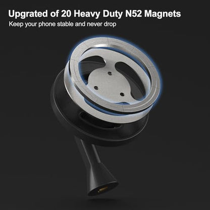 Magnetic Phone Tripod Mount Adapter with 1/4"-20 Screw Hole, Compatible with Magsafe for iPhone 17/16/15/14/13 Plus Pro Max Mini Series, Adjustable Phone Holder for Tripod, Ring Light, Selfie Sticks