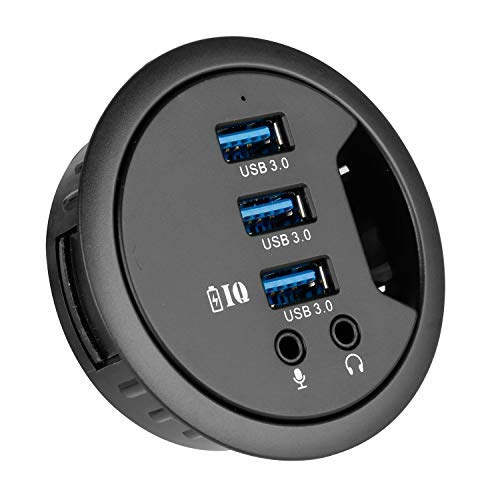 WDX Grommet Hole in Desk USB 3.0 3 Port Hub BC 1.2 USB Charger with 3.5mm Sound Card Mic Phone Jack, for iPhone/Smart Phones - color: 2.36" 4 Type A+3.5mm Audio Mic Phone Jack/BC