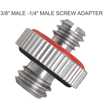 2PCS 1/4 Male to 3/8 Male Threaded Tripod Screw Adapter Conversion Screw with Rubber Grip and Groove Stainless Steel Silver for DSLR Monopods - size: 1/4-20 Male to 3/8-16 Male