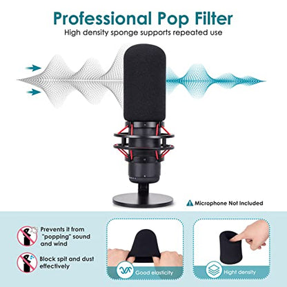 YOUSHARES Mic Cover Kit for HyperX QuadCast/QuadCast S – Foam & Furry Windscreen Set for Noise Reduction, Dust Protection, Studio & Streaming - color: Furry*1+Foam*1（compatible with HyperX QuadCast S）