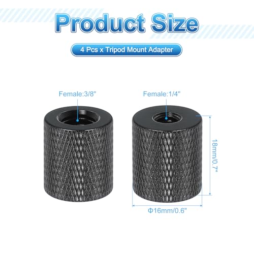 PATIKIL Tripod Screw Adapter 1/4" Female to 3/8" Female, 4 Pcs Tripod Nut Connectors Camera Mount Screw Camera Double Head Converter for Microphone Holder Magic Arms Accessories, 18 mm - size: 1/4" Female to 3/8" Female,18 mm