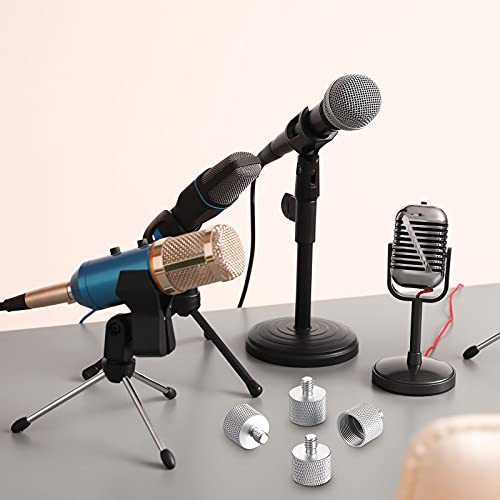 Frienda 4 Pieces Mic Stand Adapter 5/8 Female to 1/4 Male for Camera Mount Tripod Thread Conversion Connector Screw Adapter for Microphone Stand Mount(Silver) - color: Silver