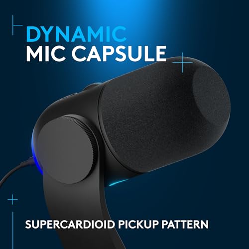 Logitech G Yeti GX Dynamic RGB Gaming Microphone with LIGHTSYNC, USB Mic for Streaming, Supercardioid, USB Plug and Play for PC/Mac - Black - color: Black