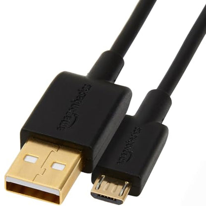 Amazon Basics 5-Pack USB-A to Micro USB Charging & Data Transfer Cable, 480Mbps Transfer Speed, Gold-Plated Plugs, USB 2.0, 10 Foot, Black - size: 10 Feet, style: 5-Pack