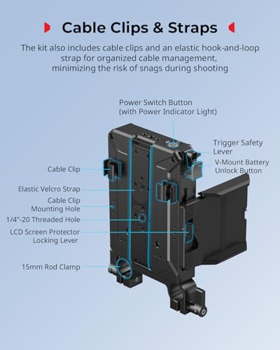 SMALLRIG V-Mount Battery Plate Kit for 15mm LWS Rods, with Dual Rod Clamp, LCD Screen Protector & Cable Clips, D-Tap & USB-C Supply, All-in One Camera Video Rig for Mirrorless/DSLR - style: Plate Kit for 15mm Rod