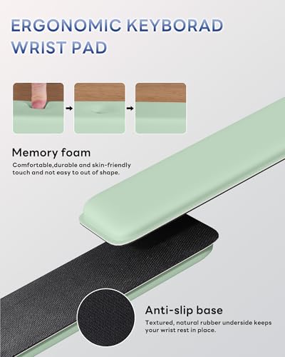 Laborio Computer Keyboard Wrist Rest Stand for Desktop, Keyboard Riser Holder with Wrist Pad for Office Desk, Home, School (Green) - color: Green