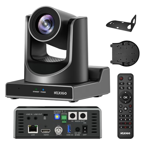 NexiGo PTZ Camera 20X Optical Zoom with PoE HDMI/3G-SDI/USB/LAN IP Streaming Outputs, Auto AI Tracking for Video Conferencing Live Streaming Meeting Church Services Worship Skype Zoom Teams OBS - style: Optical Zoom PTZ 4K