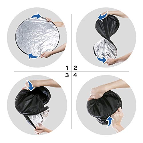 Etekcity 43" (110cm) 5-in-1 Photography Reflector, Multi-Disc Light Reflectors for Photography, Collapsible with Bag - Translucent, Silver, Gold, White and Black - size: 43 Inch