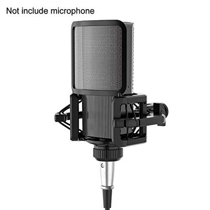 Universal Microphone Shock Mount, Anti Vibration Shock Mount with Filter Screen for Microphones Diameter 21-62mm, Compatible for 3/8 and 5/8 Thread, Reduce Noise Easy Install