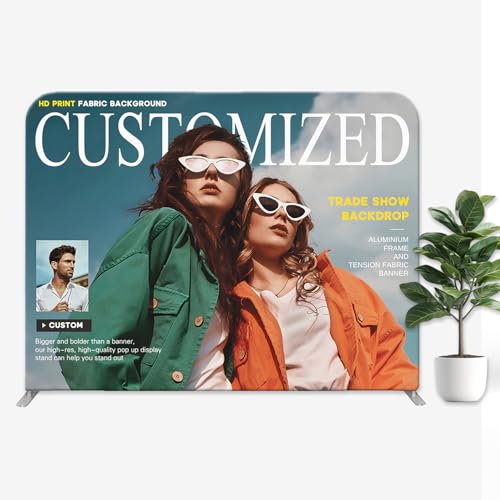 Custom Tension Fabric Display Backdrop with Stand 7.5 x 15 FT | Tension Banner Trade Show Backdrop Large Portable Tradeshow Booth Display Banner for Business,Campuses, Weddings, Corporate - color: Tension Fabric Display, size: 7.5x15 FT (Banner+Frame)